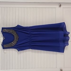 NY Collection Sleeveless Embellished Dress. Size XL Royal Blue